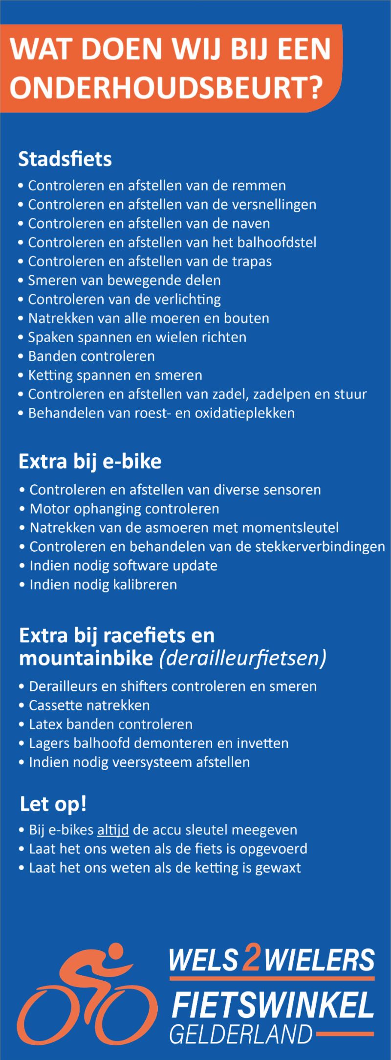 Onderhoudsbeurt Wels2wielers Heteren